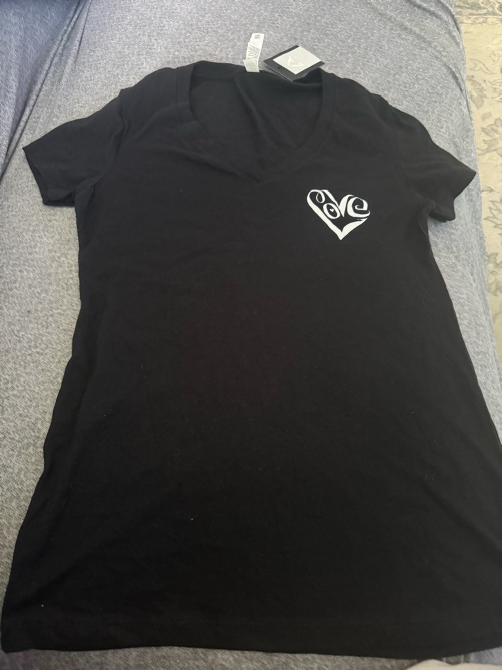 LA Pop Art Black Tee with White Heart 'Love' Graphic